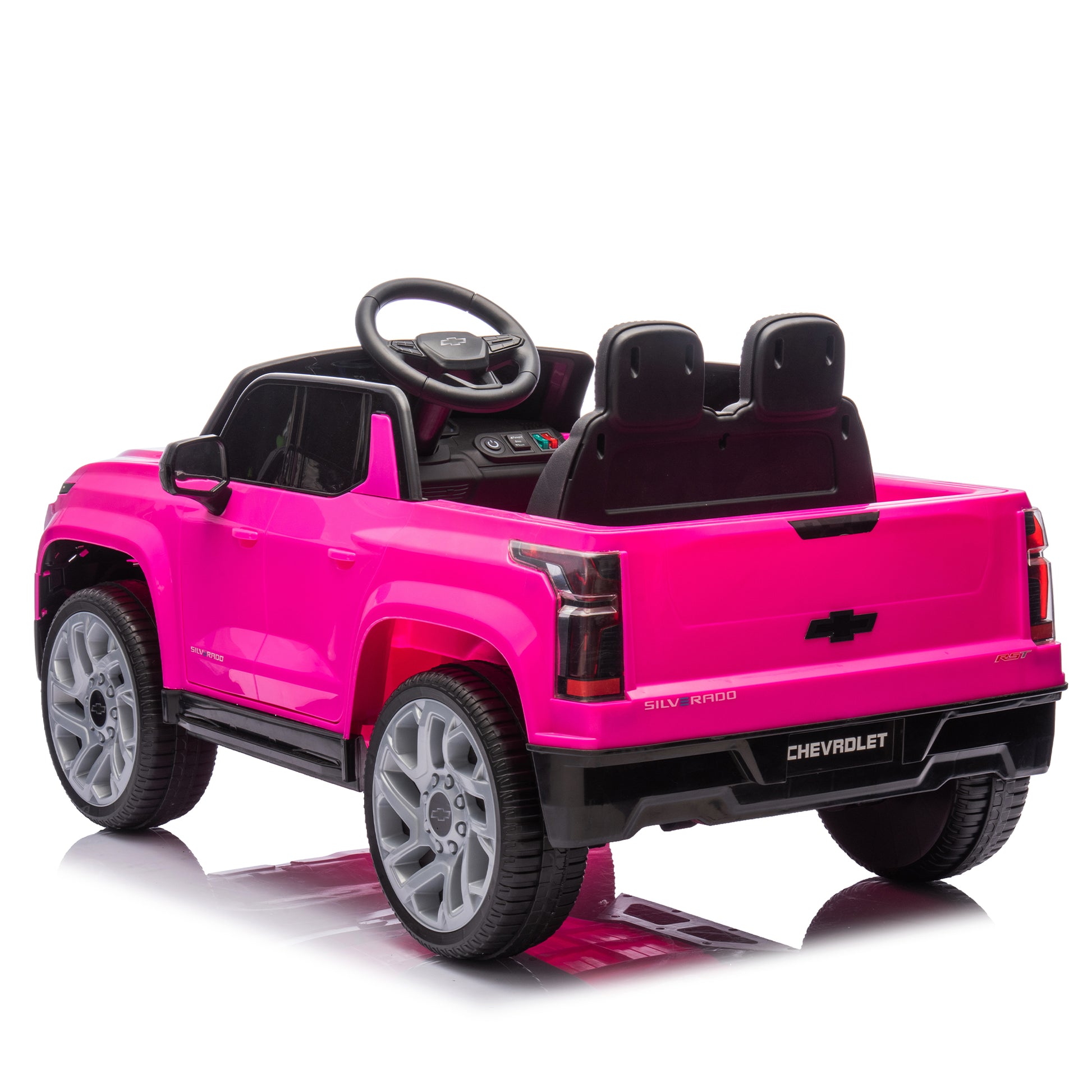 24V Kids Ride On Car W Parents Control,Licensed Chevrolet Silverado,Four Wheel Suspension,Led Lights,Bluetooth,Music,Usb,Mp3,Power Display,Speeds 2.49 3.73Mph For Kids Aged 2 5. Pink 50 99 Lbs