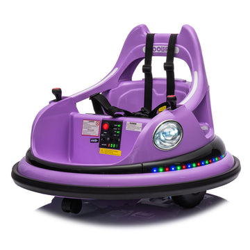 12V Ride On Bumper Car For Kids,Electric Car For Kids,1.5 5 Years Old,W Remote Control, Led Lights, Bluetooth & 360 Degree Spin, Vehicle Body With Anti Collision Paddingfive Point Safety Belt,2Wd Purple Polyethylene