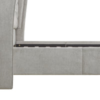 Fontana Wingback Upholstered Platform Bed Frame, Queen, Silver Grey Polyester Box Spring Not Required Queen Silver Grey Wood Foam Polyester Polyester