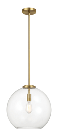 Gleam Single Light Pendant Lamp With Clear Globe Glass Satin Brass Clear,Gold Ceiling Lights Brass,Glass