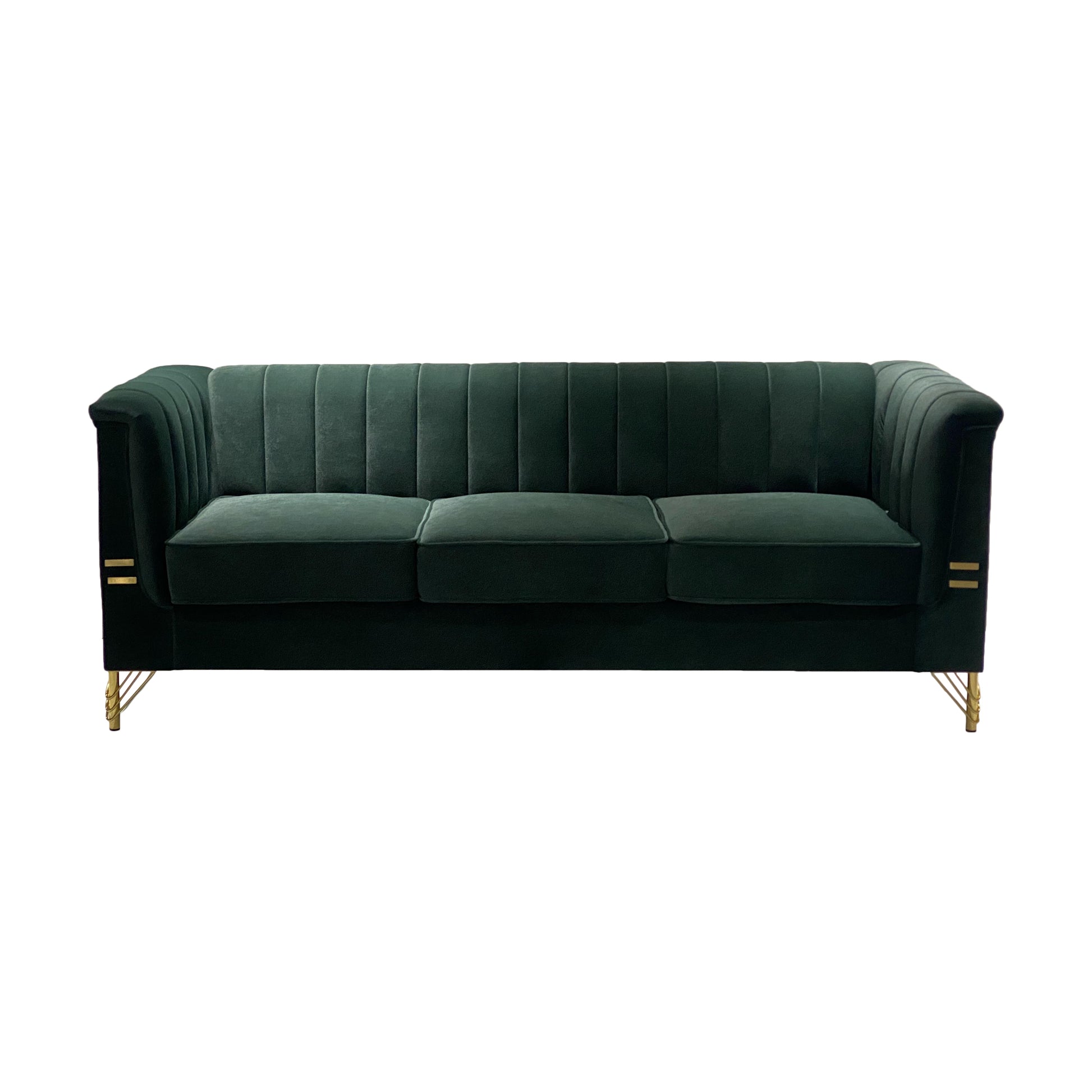 Fx P82 Gr Sofa 82.67'' W Velvet Sofa, Mid Century Sofa Furniture Chesterfield Couch For Living Room Sofa, Green Green Velvet 3 Seat