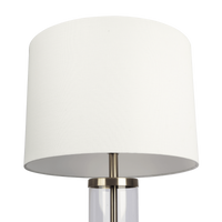 Luna Brushed Nickel Table Lamp With On Off Switch Clear Glass Body Metal Base Brushed Nickel,Clear,White Table&Floor Lamps Glass,Metal