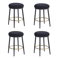 24.75'' Modern Counter Stools Set Of 4,Black Counter Stools With Iron Frame,Sponge Cushion,Footrest,Suitable For Kitchen Bedroom Dining Room. Iron Black Kitchen Sponge Round Modern Set Of 4 Or More