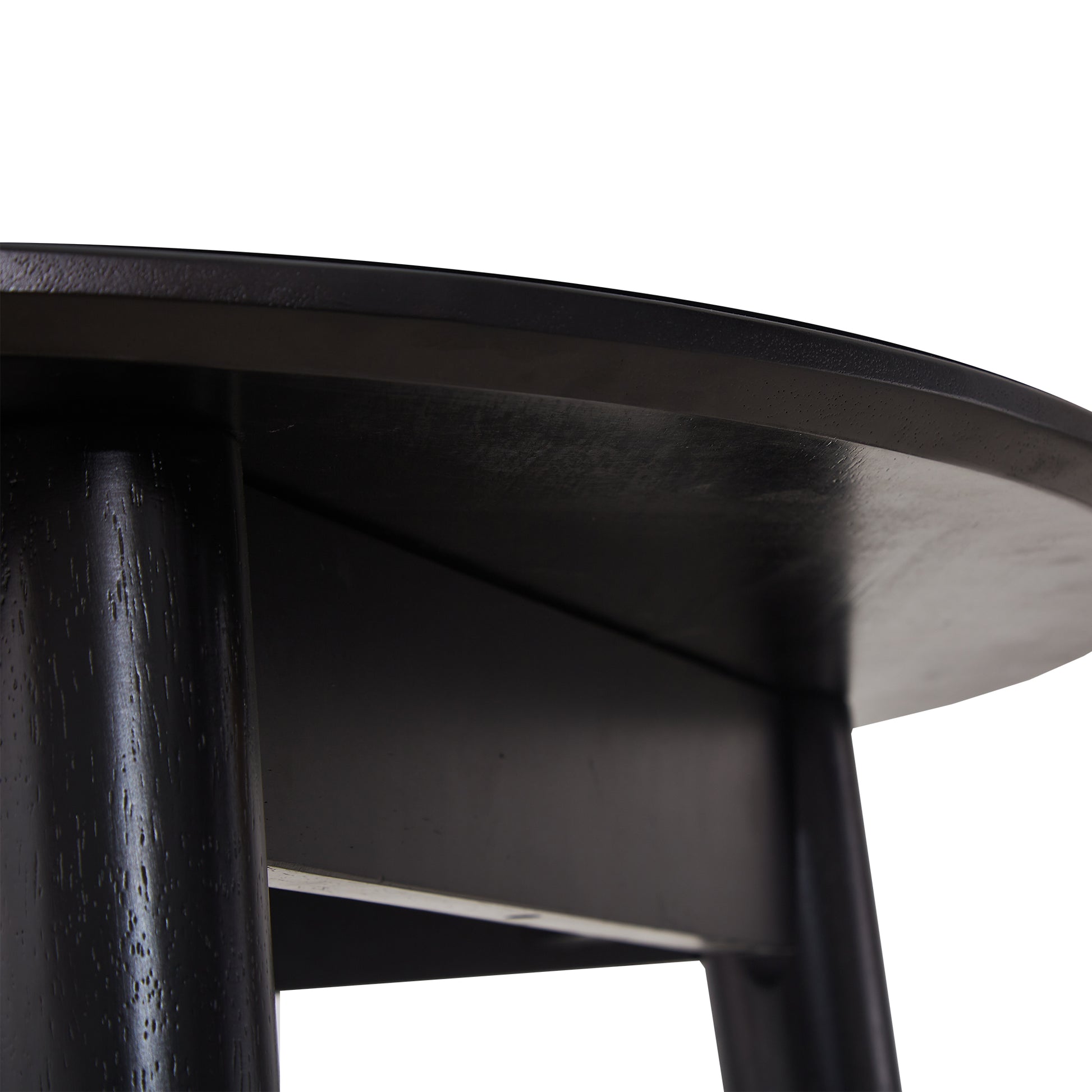 Black Round Table, All Solid Wood, Can Sit 2 4 People Diameter 31.5 Inches Black Solid Wood