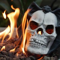 Fire Pit Demon Skull Gas Log For Ventless & Vent Free, Propane, Gel, Ethanol, Electric, Outdoor Fireplace And Fire Pit, Halloween Decor Patent Pending Beige Black Magnesium Oxide