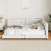 Upholstered Queen Size Platform Bed With Usb Ports, Beige Queen Box Spring Not Required Beige Linen