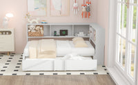 Metal Full Size Daybed With Trundle, Storage Cabinets And Usb Ports, White Full White Metal