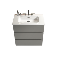 Tia 30" Gray Bathroom Vanity With Sink With 3 Faucet Holes, Large Storage Freestanding Bathroom Vanity For Modern Bathroom, One Piece White Sink Basin Without Drain And Faucet, Pre Assembledt Gray