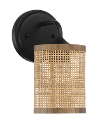 Reef Single Lights Wall Sconce With Natural Rattan Shade Rustic Wicker Wall Light Black,Rattan Metal,Rattan