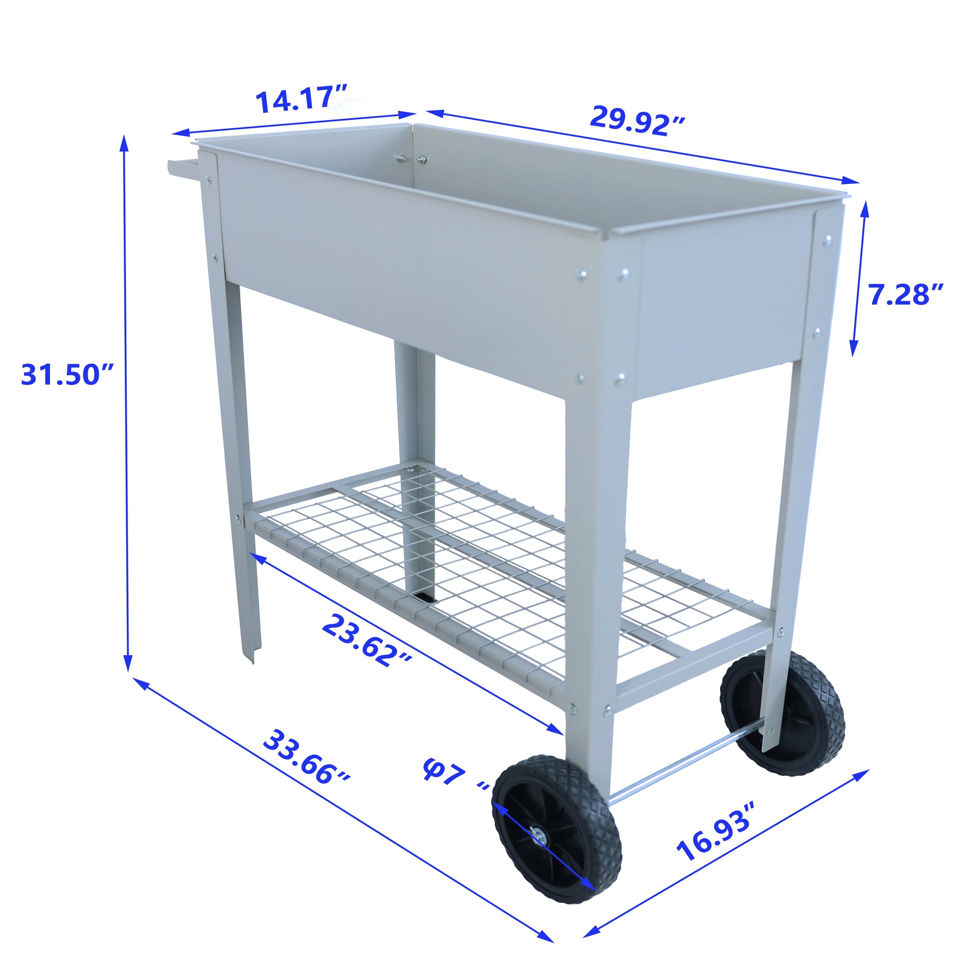 Aveyas Mobile Metal Raised Garden Bed Cart With Legs, Elevated Tall Planter Box With Wheels For Outdoor Indoors House Patio Backyard Vegetables Tomato Diy Herb Grow Gray Gray Metal