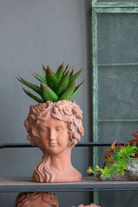 8X9X11.5" Brown Head Bust Planter, Greek Style Cement Head Planter Indoor Outdoor Home Garden Decor Brown Garden & Outdoor Cement