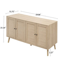 4 Door Accent Cabinet Sideboard Buffet Storage Cabinet With Adjustable Shelf For Entryway Living Room Bedroom Natural Mdf