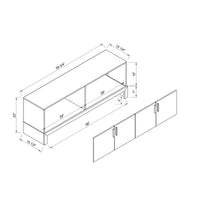 Tv Stand In White & Distressed Grey With Four Door Cabinets, Metal Hinges, And Sturdy Wooden Leg Platform White Charcoal 60 69 Inches Mdf