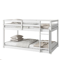 Solid Woodensolid Rubber Wooden Twin Over Twin Loft Bed With Ladder ,Upper And Bottom Bed Platforms Crafted With Strengthened Slats, White Twin White Rubber Wood