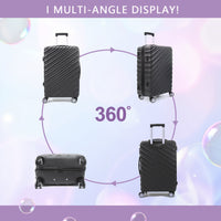 3 Piece Hard Shell Luggage Set With Tsa Lock Spinner Wheel Abs Lightweights Checked Convenient Stackable Suitcase Woman Men 20 24 28 Black Abs