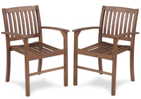 Patio Dining Chair Set Of 2, Solid Wood Indoor Outdoor Furniture Brown Brown Acacia Wood