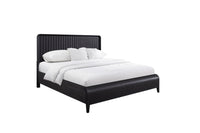 King Waterfall Panel Bed Black Solid Wood Mdf