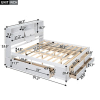 King Size Platform Bed With Storage Headboard And 8 Drawers, White Box Spring Not Required King White Wood Bedroom Bed Frame Solid Wood Mdf