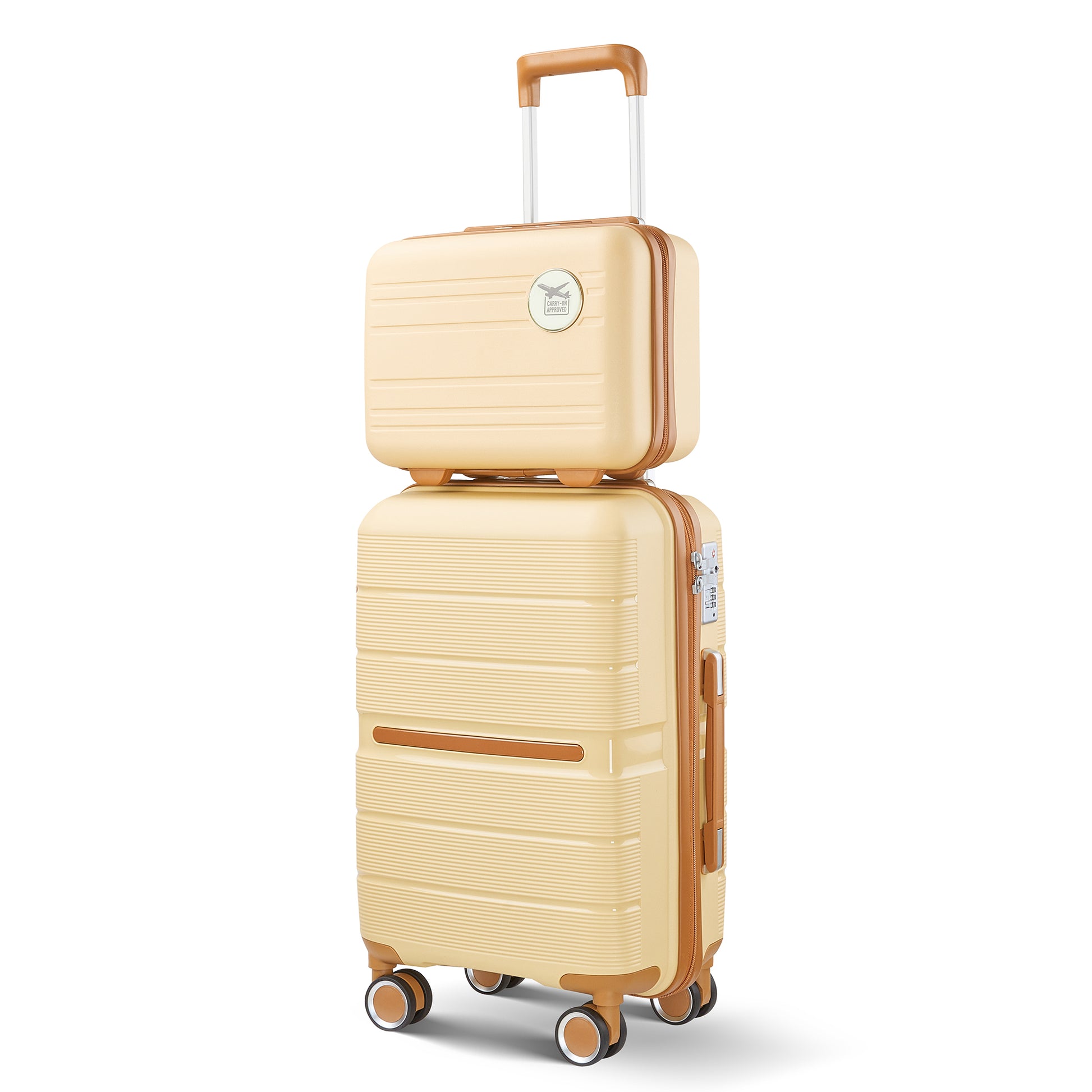 Luggage Sets 4 Piece 14 20 24 28 Pp Lightweight & Durable Expandable Suitcase Apricot Cream Polypropylene