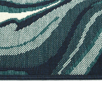 Modern, Abstract, Textured Cut Pile 1'11" X 3'7" Rectangle Throw Rug Teal Polypropylene