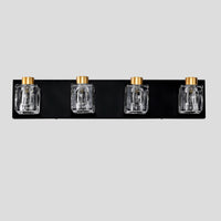 4 Light Matte Black Gold Bathroom Light Fixtures, Modern Vanity Lights With Crystal Glass Shade, Vintage Light Fixture Bathroom Over Mirror Wall Lights For Kitchen Dinning Room Bedroom Hallway Gold