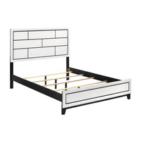 Modern Contemporary White Finish King Bed 1Pc Wooden Bedroom Furniture Black Line Design Box Spring Required King White Wood Bedroom Wood