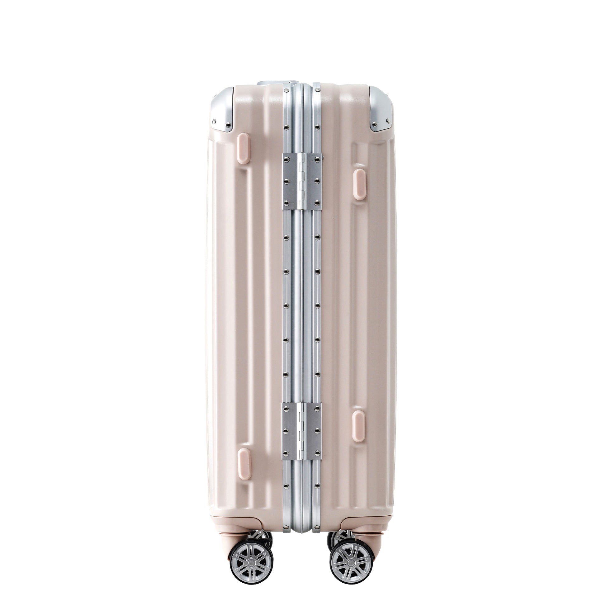 1Pc 24In Aluminum Frame Luggage With Usb Port, Vacation Carry On Suitcase With Spinner Wheels And Tsa Lock, Travel Trolley Case For Short Business Trips, Beach Holidays, Pink Pink Abs Pc