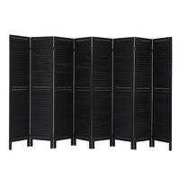 8 Panel Room Divider, Folding Room Divider Privacy Screen 5.6Ft Tall, Wood Freestanding Louvered Divider Screen For Home Office Restaurant Bedroom Black Black Rustic Wood