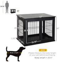 Pawhut Dog Crate Furniture, Small Dog Cage End Table With Two Opening Sides, Lockable Door, Puppy Kennel Indoor, Cute And Decorative, Black Black Mdf