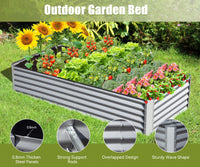 8X4X1.5 Ft Galvanized Raised Garden Bed, Outdoor Planter Garden Boxes Large Metal Planter Box For Gardening Vegetables Fruits Flowers, Silver Silver Garden & Outdoor Steel