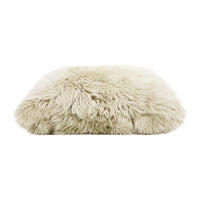 Astrid 20" Square Accent Throw Pillow Cover With Feather Insert, Taupe Beige Genuine Fur Taupe Natural Down Filling Fur