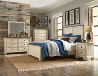 2 Tone Finish Transitional Rustic Style Bedroom Furniture 1Pc Queen Bed Antique White And Rosy Brown Box Spring Required Queen Antique White,Brown Mix Wood Bedroom Rustic,Transitional Panel Wood