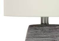 Lighting, 19"H, Table Lamp, Grey Ceramic, Ivory Cream Shade, Contemporary Grey Ceramic