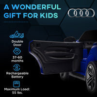 Aosom Kids Ride On Car, 12V Licensed Audi Rs E Tron Gt 3.1 Mph Electric Car For Kids, Ride On Toy For Boys And Girls With Remote Control, 4 Wheels With Suspension, Horn, Music, Lights, Dark Blue Blue Plastic