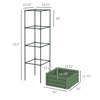 Outsunny Galvanized Raised Garden Bed, 24" X 24" X 11.75" Outdoor Planter Box With Trellis Tomato Cage And Open Bottom For Climbing Vines, Vegetables, Flowers In Backyard, Garden, Patio, Green Green Steel