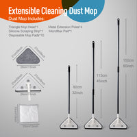 Effortless Wall Cleaning Mop With Disposable Pads,Versatile Triangle Design,Long Handle For High Reach,Perfect For Walls, Baseboards, And Ceilings White Plastic