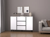 3 Drawers And 2 Doors Light Luxury Sideboard Buffet Cabinet White Wood