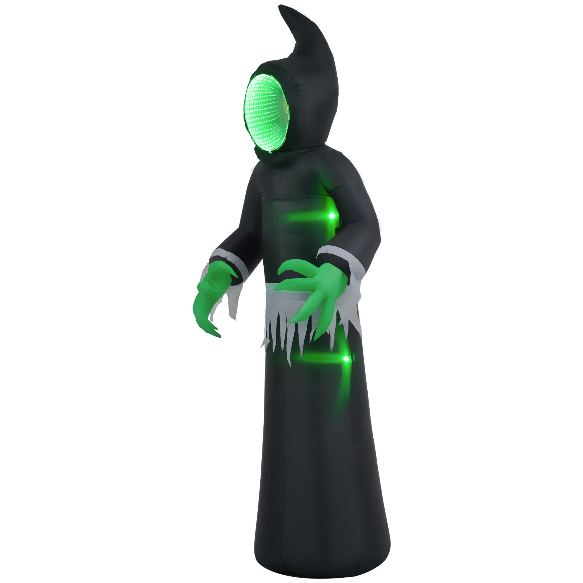 Homcom 8Ft Inflatable Halloween Decoration Mirror Face Ghost, Blow Up Outdoor Led Yard Display, Waterproof Black Polyester