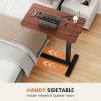 Adjustable Mobile Bed Desk, Computer Desk, Mobile Standing Desk, Lifting Desk, Desk, Brown Brown Metal & Wood