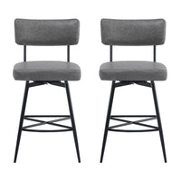 26''Retro Swivel Counter Stools Set Of 2,Grey Counter Stools With Iron Frame,Pu Sponge Cushion,Footrest,Suitable For Kitchen Bedroom Dining Room. Iron Grey Kitchen Sponge Retro Set Of 2 Fiber Foam