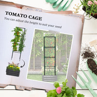 Outsunny Galvanized Raised Garden Bed, 24" X 24" X 11.75" Outdoor Planter Box With Trellis Tomato Cage And Open Bottom For Climbing Vines, Vegetables, Flowers In Backyard, Garden, Patio, Gray Gray Steel