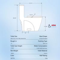 1.1 1.60 Gpf Dual Flush One Piece Toilet, Water Saving Elongated Comfort Height Floor Mounted, Soft Closing Seat, 1000 Gram Map Flushing Score Toilet, Light Grey 23T02 Lg Light Gray Ceramic