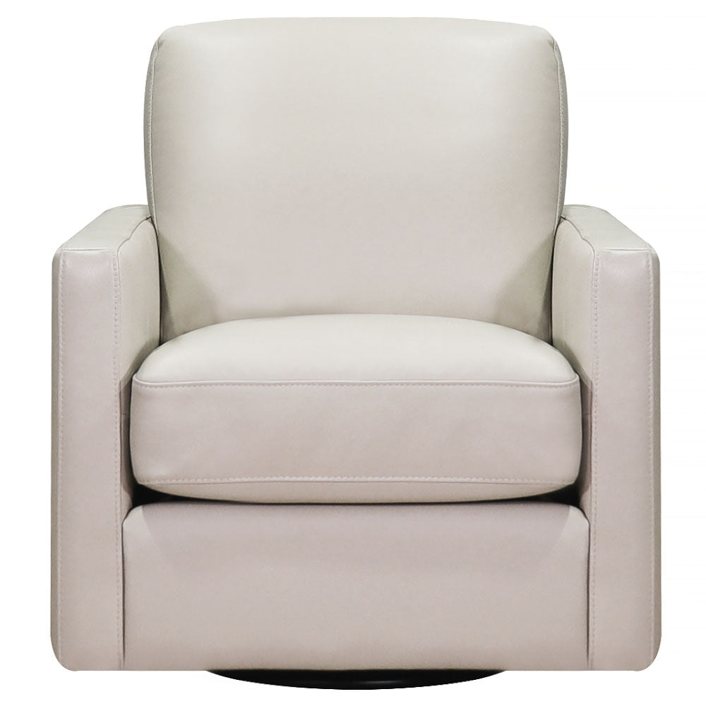 Dillon Swivel Leather Chair Beige Memory Foam Genuine Leather