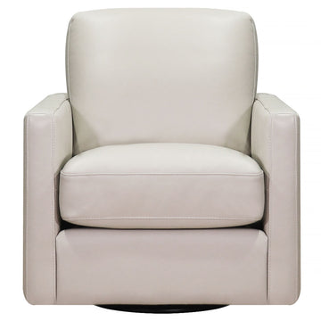 Dillon Swivel Leather Chair Beige Memory Foam Genuine Leather