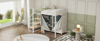 Full Size Metal Loft Bed With Wardrobe And Storage Shelves, White Box Spring Not Required Full White Metal Mdf Metal