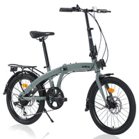 20" Folding Bike Steel Frame 7 Speed City Bike Cycling Grey Garden & Outdoor Steel