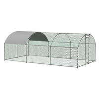Large Chicken Coop Metal Chicken Run With Waterproof And Anti Uv Cover, Dome Shaped Walk In Fence Cage Hen House For Outdoor And Yard Farm Use, 1" Tube Diameter, 9.84' X 19.68' X 6.56' Silver Metal