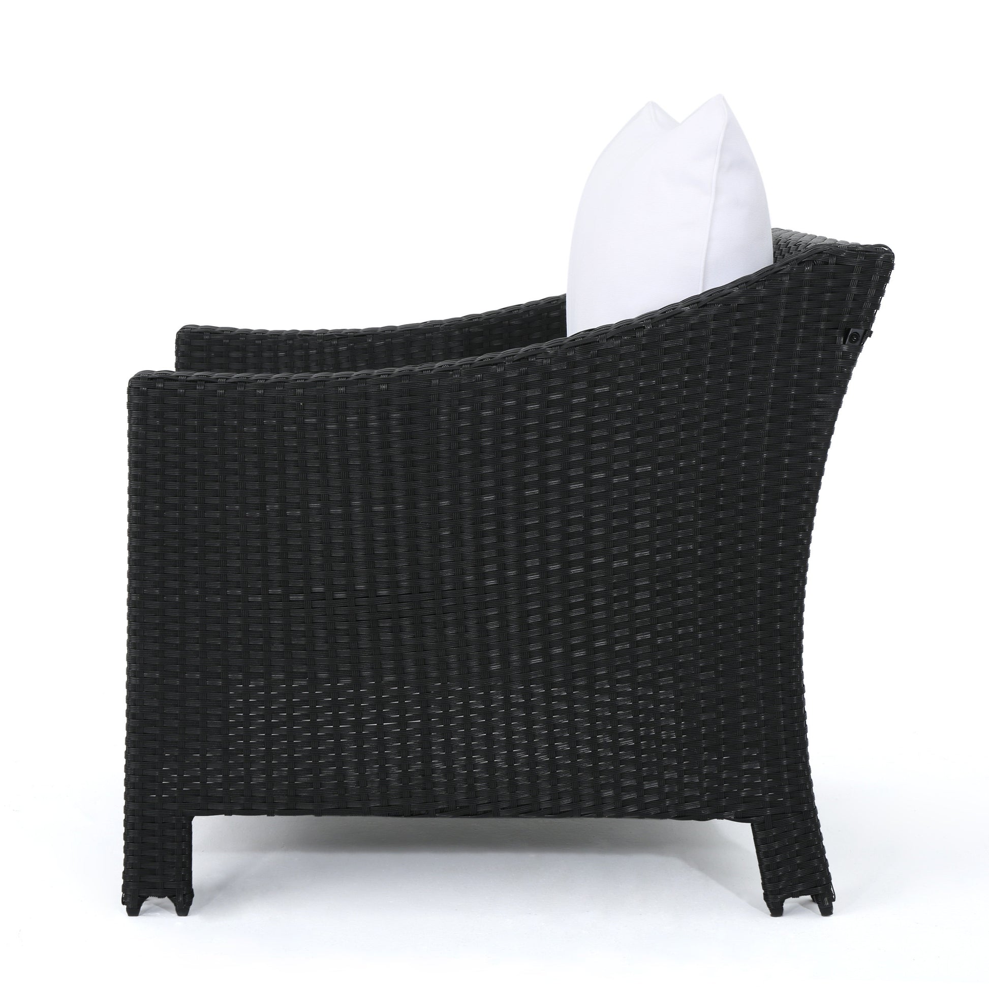 Antibes Armchair Black Pe Rattan Iron Waterproof Fabric