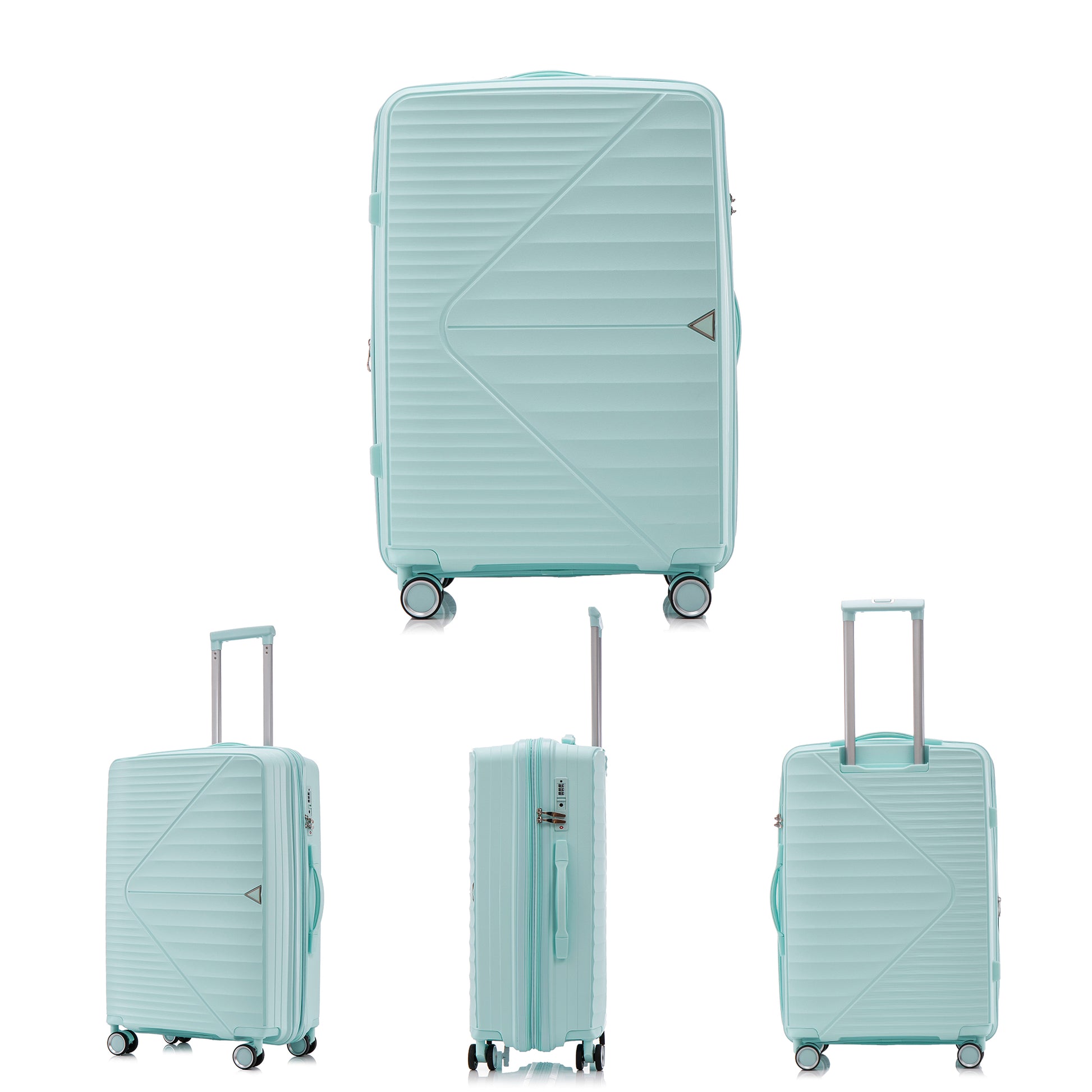 Pp Luggage Sets 3 Piece 20 24 28 , Expandable Carry On Luggage With Tsa Lock Airline Approved, Pp Materials Hard Shell And Lightweight Suitcase With Spinner Wheels Mint Green Mint Green Polypropylene