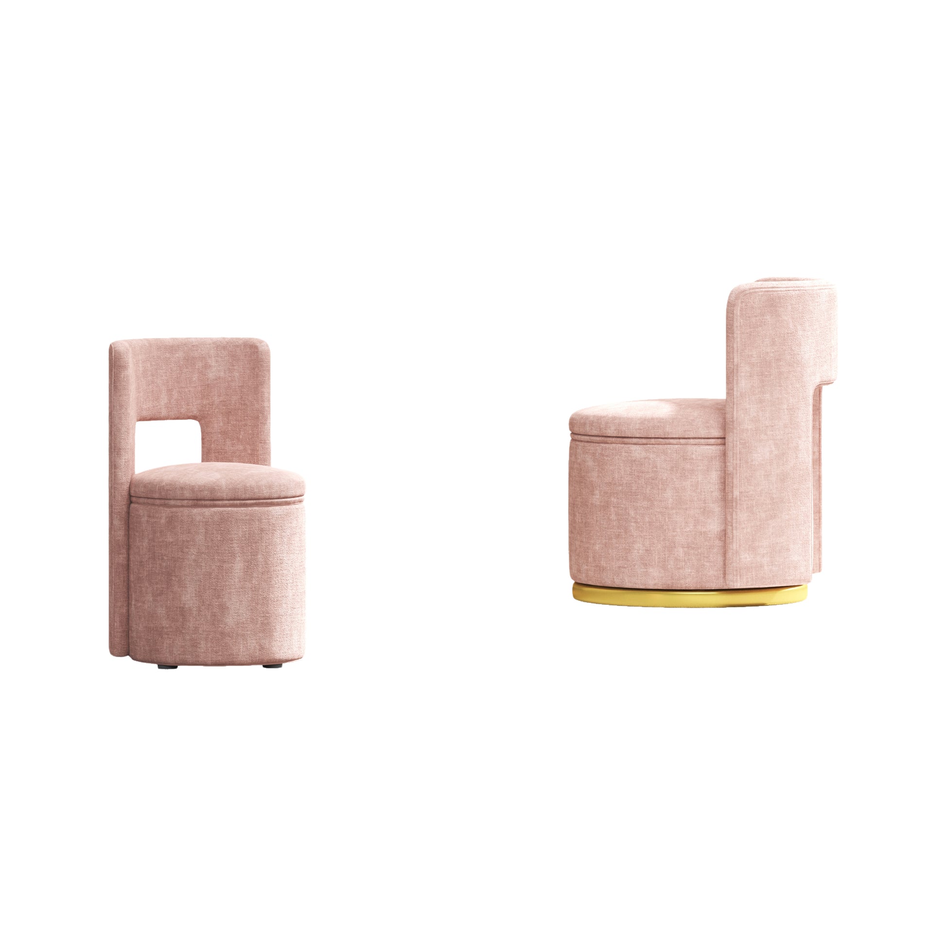 360 Round Swivel Chair With Storage Under Seat, Comfy Chair For Living Room Bedroom Reading Room Pink Pink Primary Living Space Modern Eucalyptus Foam Chenille